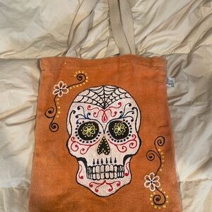 Orange Skull Tote Bag
